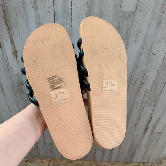 J. Crew Pacific Cushy Strap Sandals Black Leather Upper - Picture 5 of 6